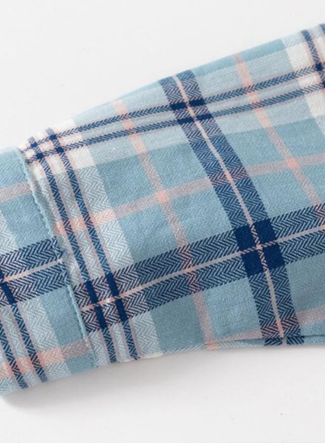 يونيكي Blue Collared Long Sleeve Checkered Shirt