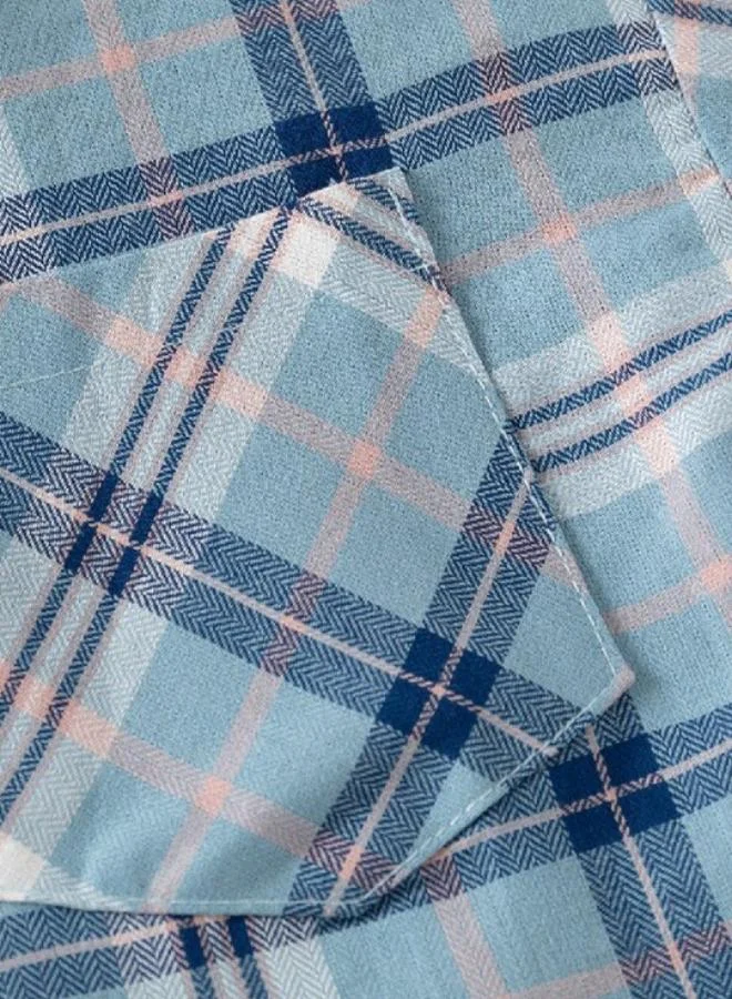 يونيكي Blue Collared Long Sleeve Checkered Shirt