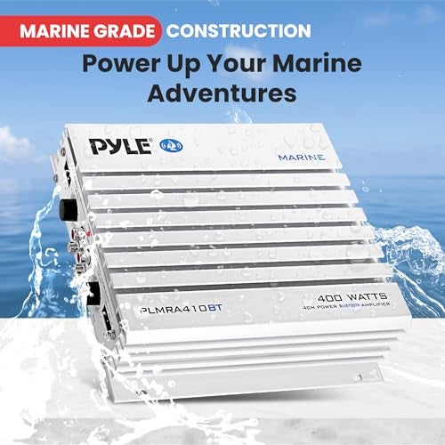 Pyle 2.1 Bluetooth Marine Amplifier Receiver - Waterproof 4 Channel Wireless Bridgeable Audio Amp for Stereo Speaker with 400W Power Dual MOSFET Supply, GAIN Level & LED Indicator, Black - PLMRA410BT - Image 5