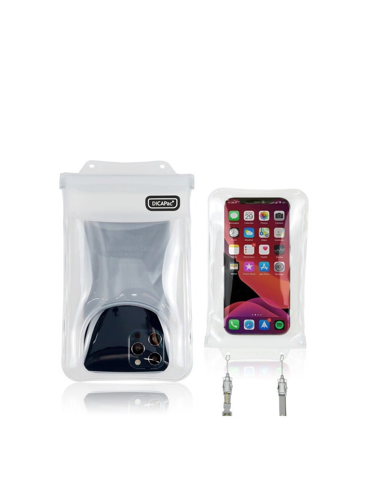 DICAPAC C2 Floating Waterproof Phone Case - Durable, Full-Body Protection for Swimming, Beach, and Outdoor Adventures-White - Image 1