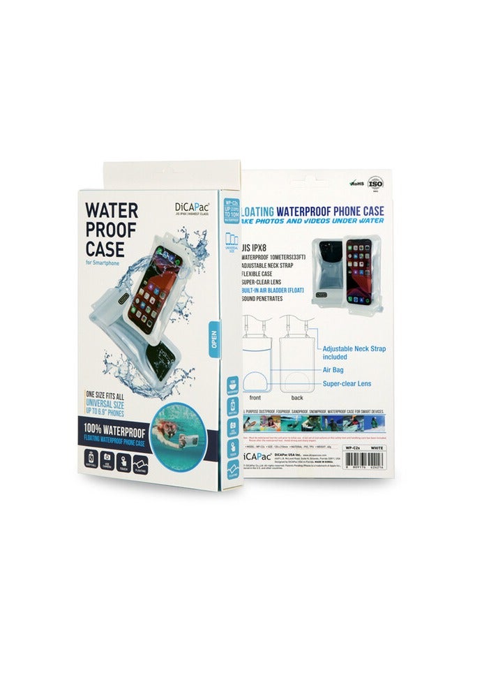 DICAPAC C2 Floating Waterproof Phone Case - Durable, Full-Body Protection for Swimming, Beach, and Outdoor Adventures-White - Image 3