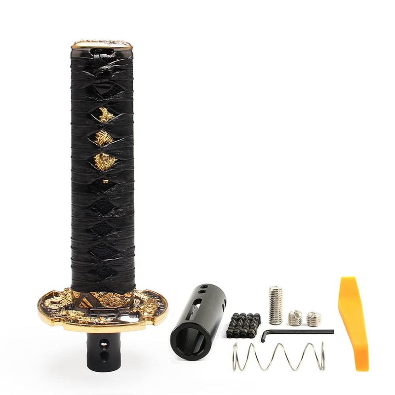 GSTP Katana Shift Knob Samurai Sword Universal for Automatic Cars with Push Down Button Weighted (15cm Black) - Image 1