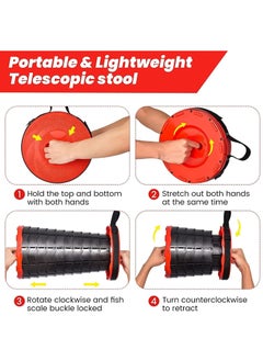 GO2CAMPS Portable Shrink Camping Stool,Collapsible Folding Stool,Retractable Telescoping,Multifunctional Camping Stool Hiking,Fishing,Picnic, Beach,Travel,Indoor,Lightweight and Adjustable Height,Easy to Carry  - Image 2