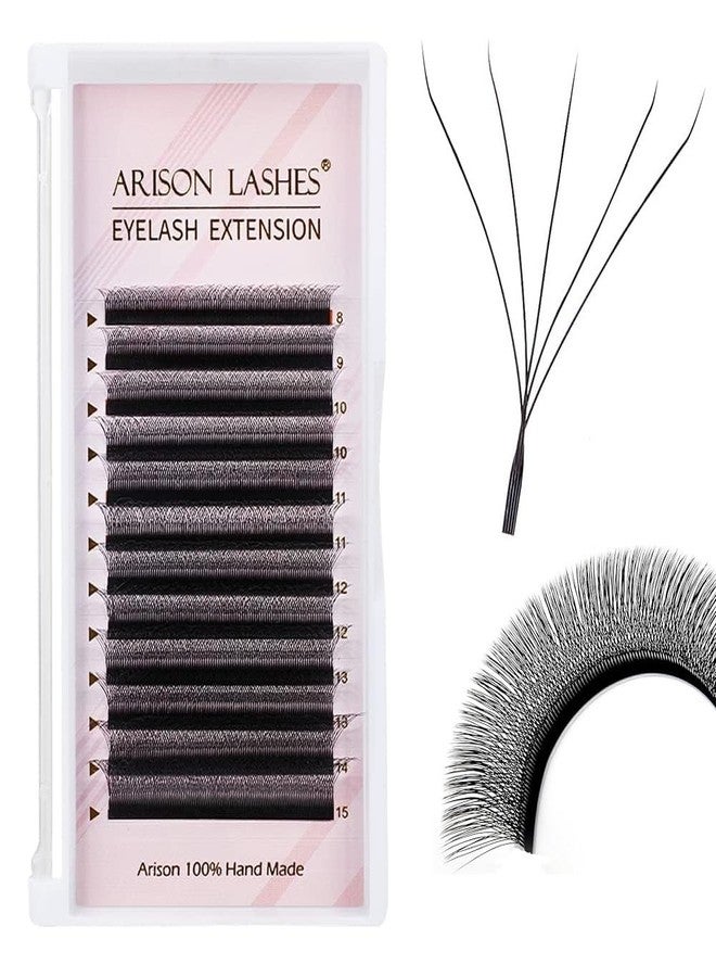 ARISON LASHES 5D W Shape Eyelash Extension Natural Soft Volume 0.07mm D Curl 9mm Premade Fans Faux Mink Matte Black Cluster 12 rows - Image 1