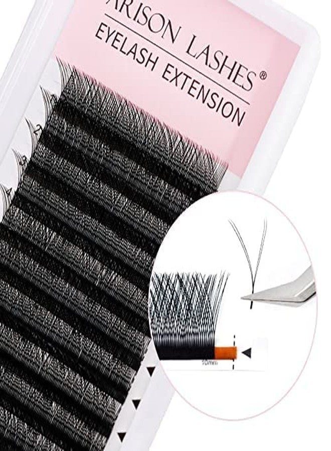 ARISON LASHES 5D W Shape Eyelash Extension Natural Soft Volume 0.07mm D Curl 9mm Premade Fans Faux Mink Matte Black Cluster 12 rows - Image 2