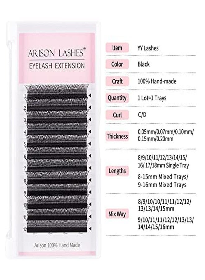 ARISON LASHES 5D W Shape Eyelash Extension Natural Soft Volume 0.07mm D Curl 9mm Premade Fans Faux Mink Matte Black Cluster 12 rows - Image 5