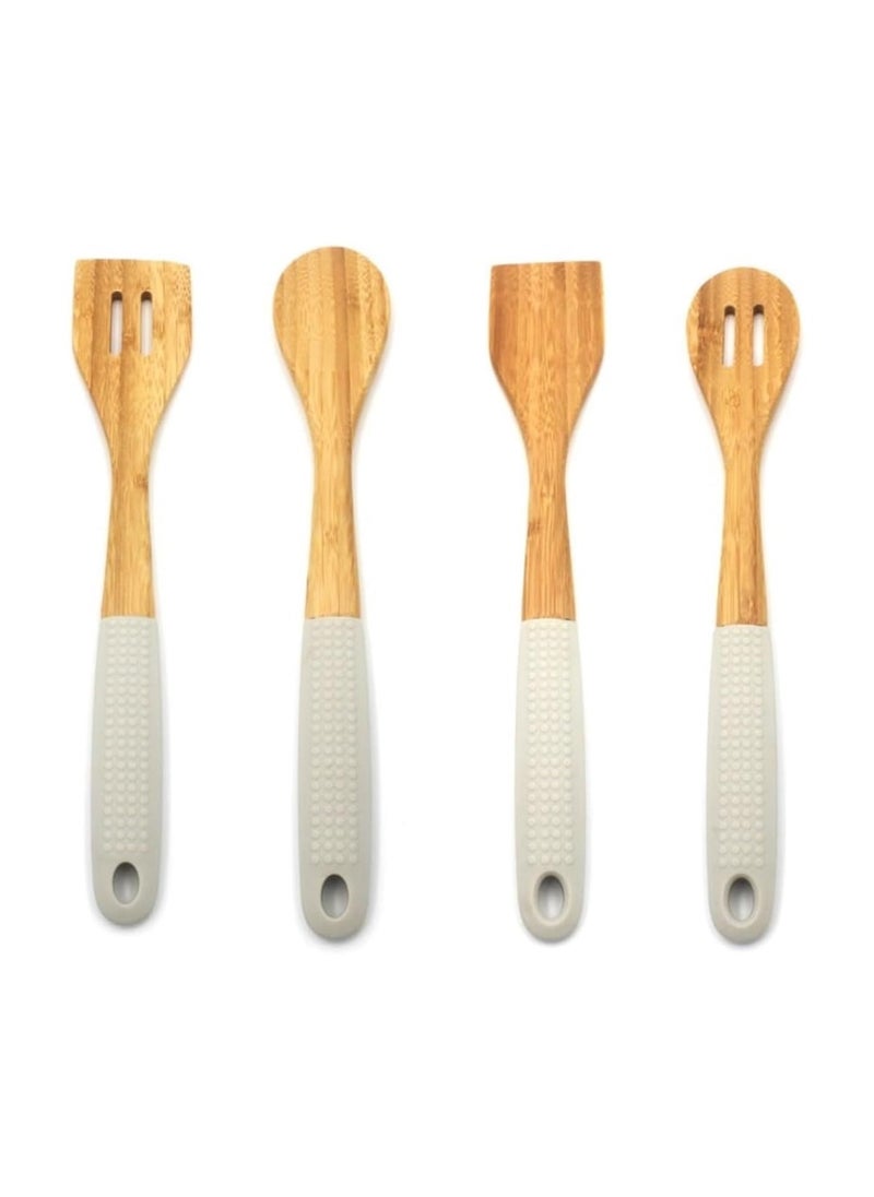 Auroware - Auroware Bamboo Wood Kitchen Utensils Set of 4 Piece Eco-friendly Non toxic Heat Moisture Resistance Natural cooking with Solid grip - Image 1