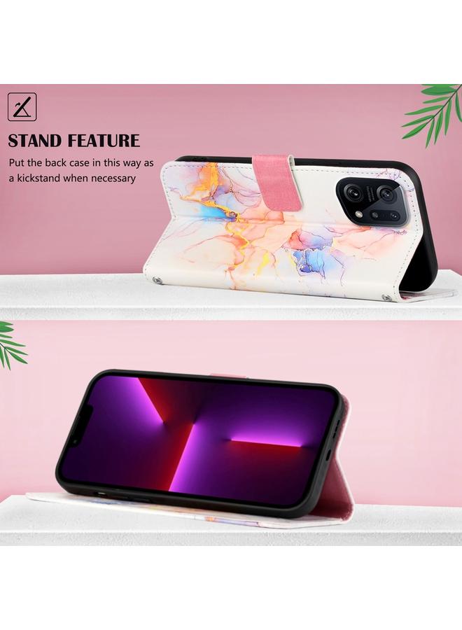 اس-توب جراب هاتف OPPO Find X5 PT003 من الجلد القابل للطي بنمط رخامي - Image 3