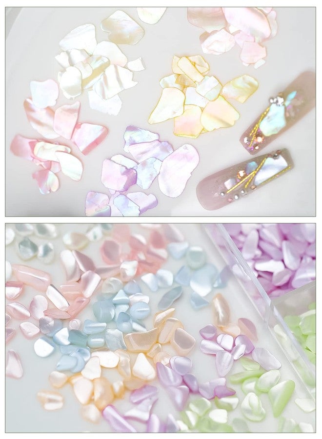 Wsimily 24 Grids Mermaid Nail Art Nail Flakes, Wsimily 3D Seashell Nail Art Irregular Holographic Abalone Seashell Colorful Manicure Mermaid Slices UV Gel Flake for Women Girls Nail Art Decoration - Image 3