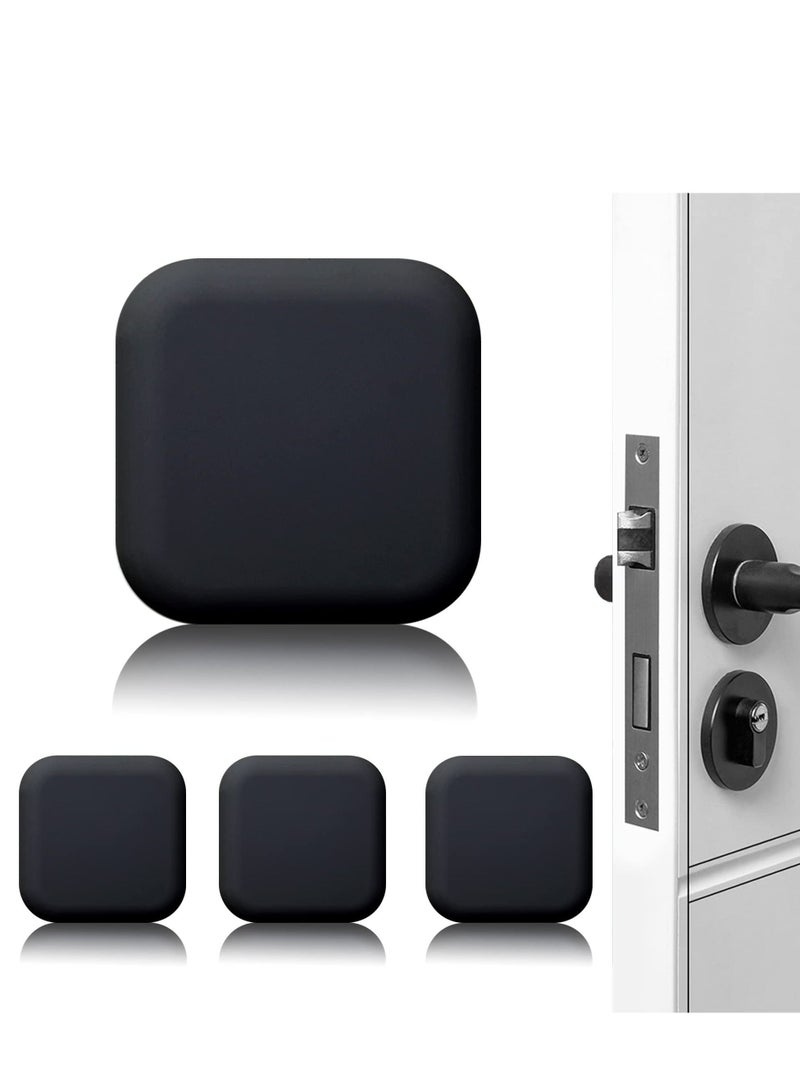 كابتن تيك Door Stoppers Wall Protector, Door Handle Silicone Crash Pad, 4 Pieces Self-Adhesive Door Rear Buffers Quiet Anti-Bump Pads Furniture Accessories for Home Office (Black) - Image 1