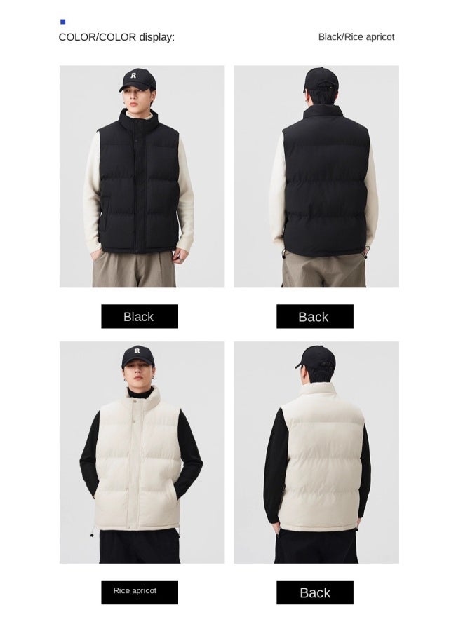 Casual Cotton Vest Unisex Stand Collar Warm Comfortable Loose Sleeveless Jacket Winter Waistcoat - Image 3