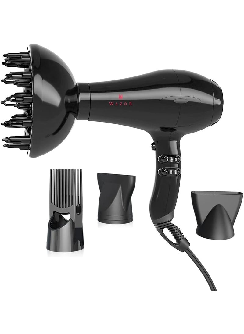 MHU - Professional Powerful Hair Dryer Negative Ionic 2 Speeds and 3 Temperature Settings and Cool Shot Button 1875w AC Motor Fast Drying Blow Dryer with Concentrator - Image 1