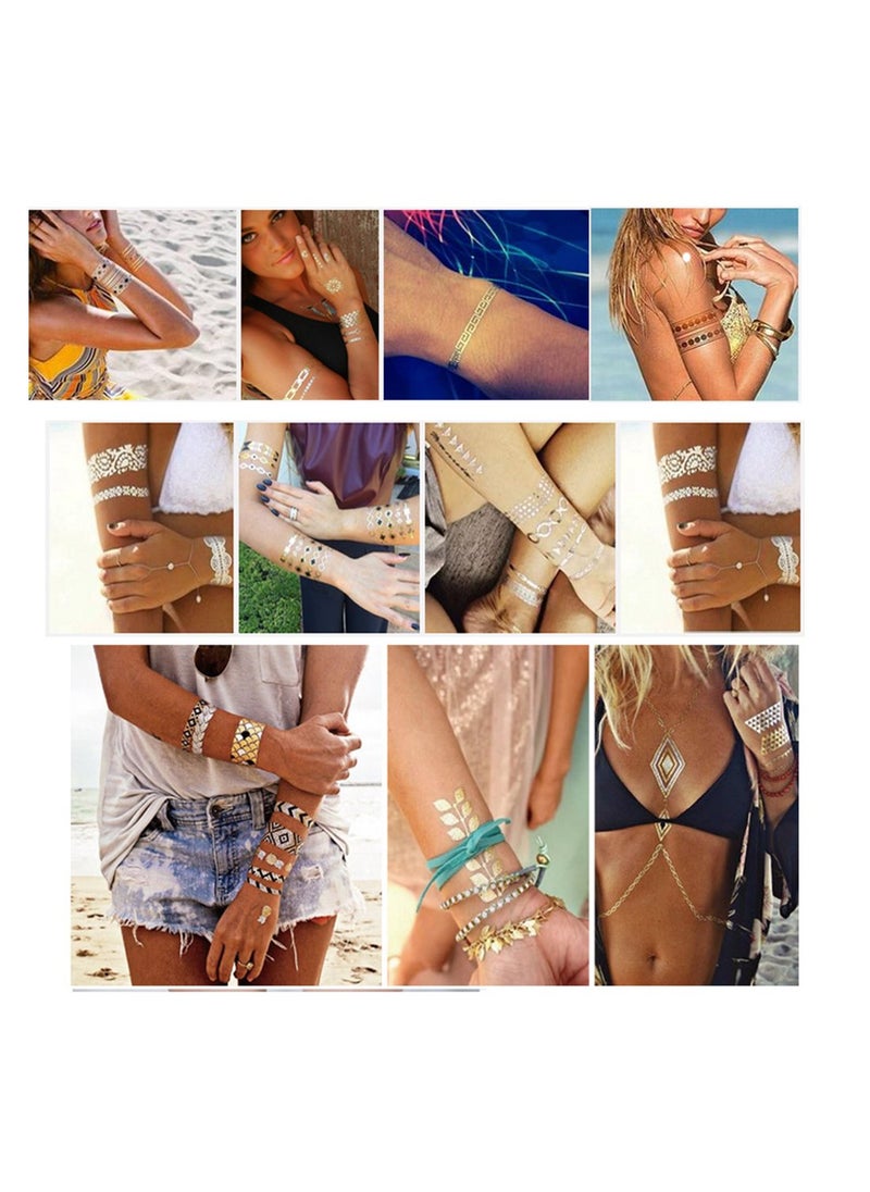S.A.V.I 3D Temporary Tattoo Golden And Silver Metallic Sticker Text Wrist Arm Design Size 21x10CM  1PC  - Image 3