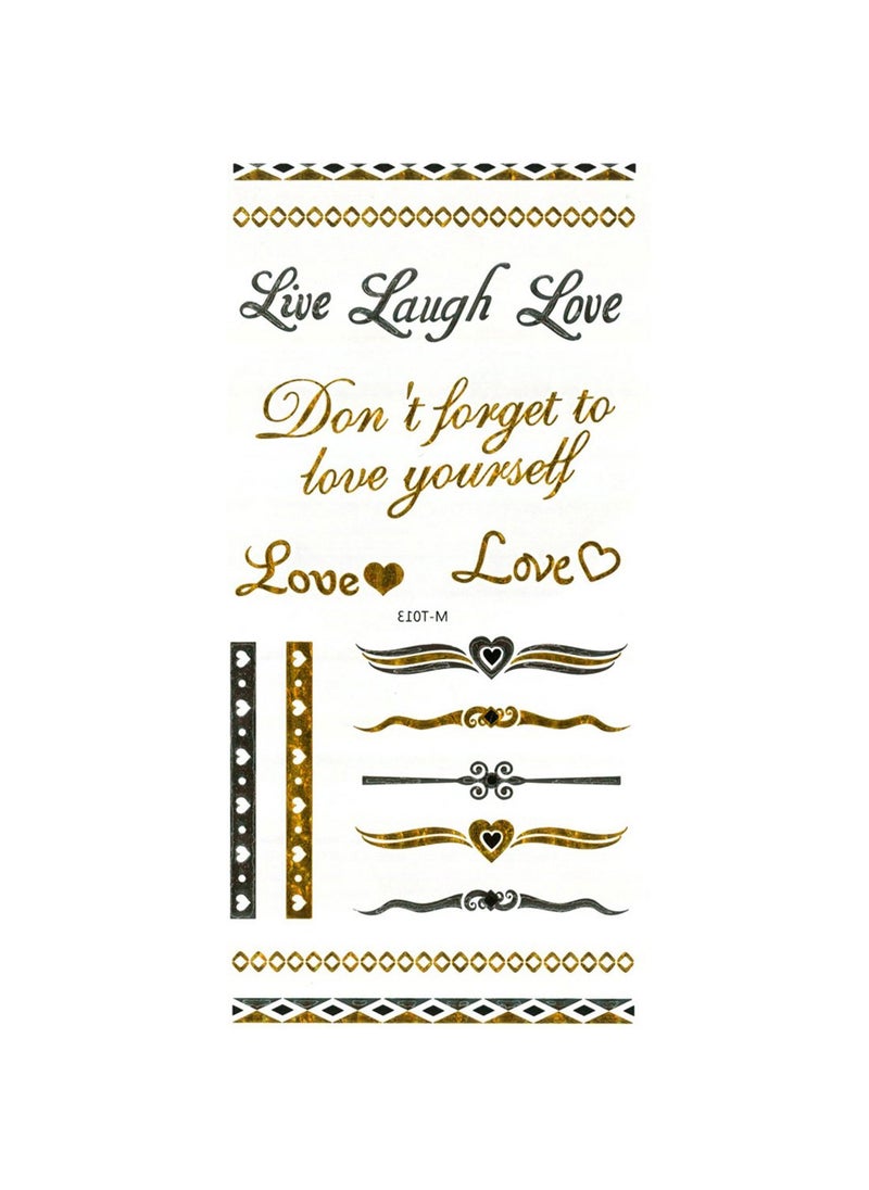 S.A.V.I 3D Temporary Tattoo Golden And Silver Metallic Sticker Text Wrist Arm Design Size 21x10CM  1PC  - Image 1