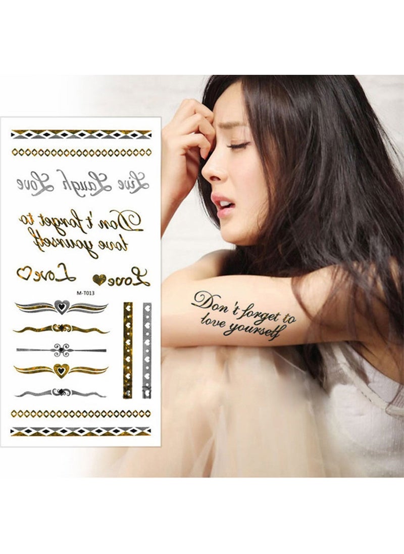 S.A.V.I 3D Temporary Tattoo Golden And Silver Metallic Sticker Text Wrist Arm Design Size 21x10CM  1PC  - Image 2