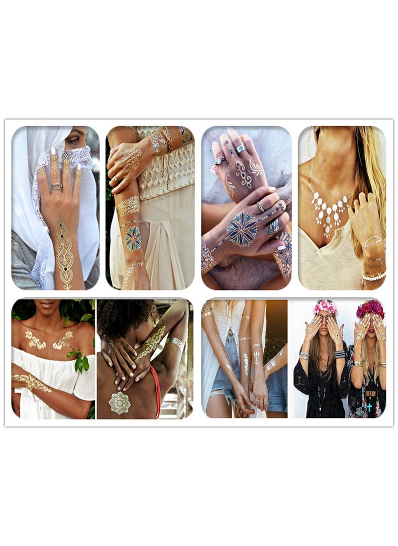S.A.V.I 3D Temporary Tattoo Golden And Silver Metallic Sticker Text Wrist Arm Design Size 21x10CM  1PC  - Image 5