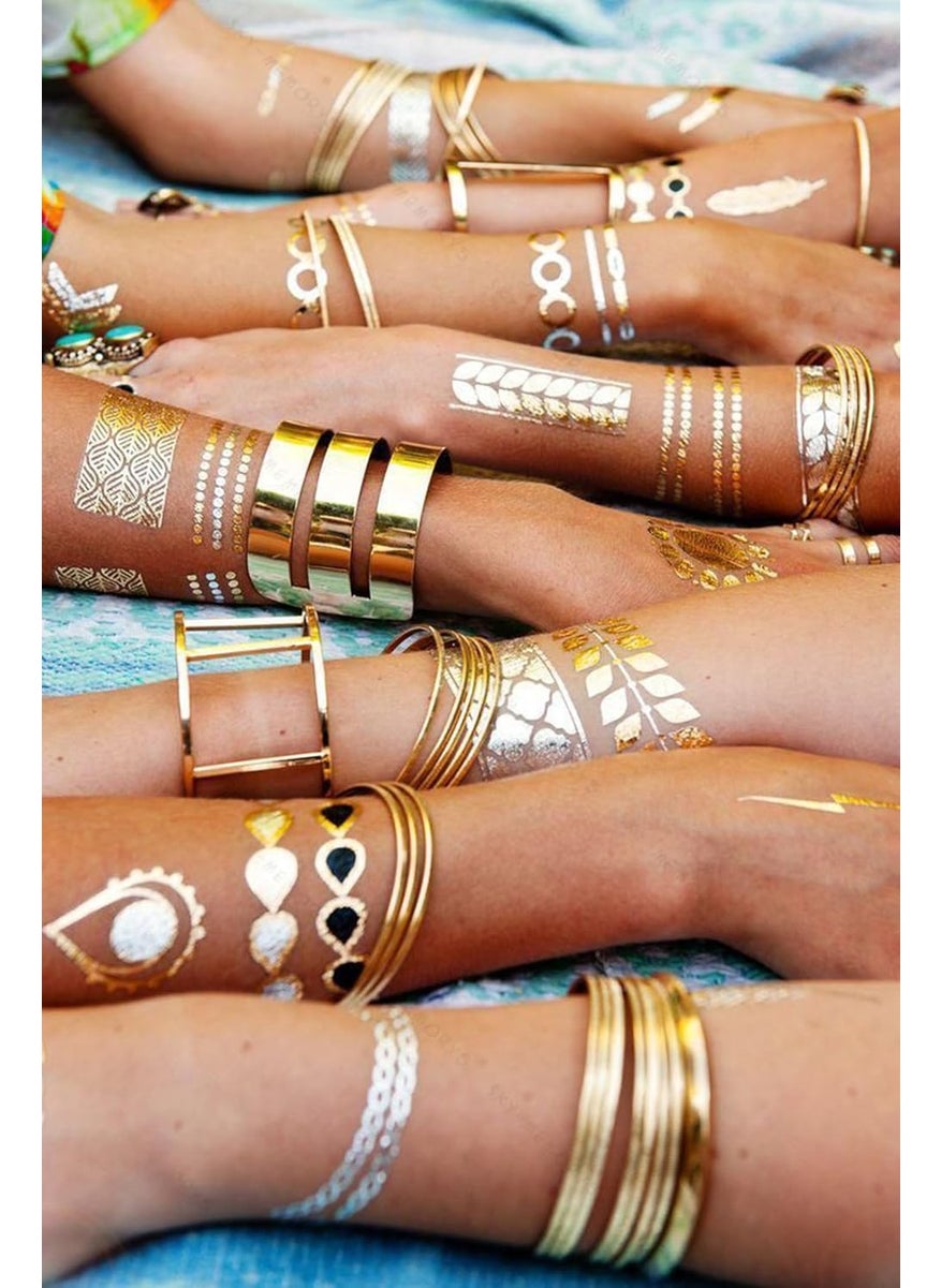 S.A.V.I 3D Temporary Tattoo Golden And Silver Metallic Sticker Text Wrist Arm Design Size 21x10CM  1PC  - Image 4