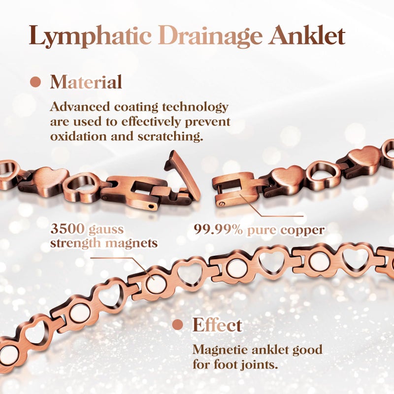 Mahnco Copper Anklet for Women Magnetic Copper Ankle & Lymphatic Drainage Ring with 3500 Gauss Magnets 100% Solid Pure Copper Jewelry Gift with Adjustment Tool - Image 4