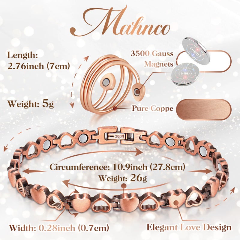 Mahnco Copper Anklet for Women Magnetic Copper Ankle & Lymphatic Drainage Ring with 3500 Gauss Magnets 100% Solid Pure Copper Jewelry Gift with Adjustment Tool - Image 3