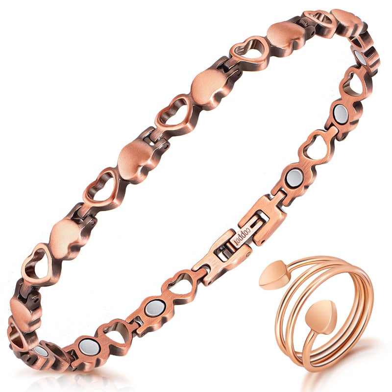 Mahnco Copper Anklet for Women Magnetic Copper Ankle & Lymphatic Drainage Ring with 3500 Gauss Magnets 100% Solid Pure Copper Jewelry Gift with Adjustment Tool - Image 1