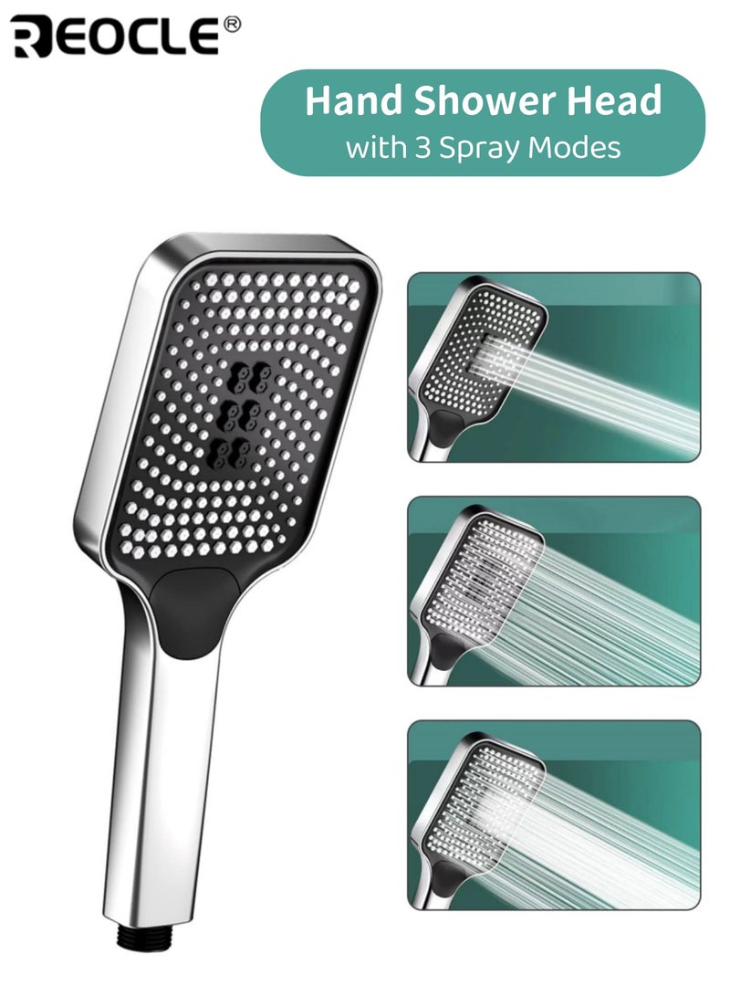 ريوكل رأس دش يدوي عالمي عالي الضغط مربع حمام دش محمول مع 3 أوضاع رش قوية لتوفير المياه مثالية للأسر ذات ضغط الماء المنخفض للبالغين وكبار السن - Image 1