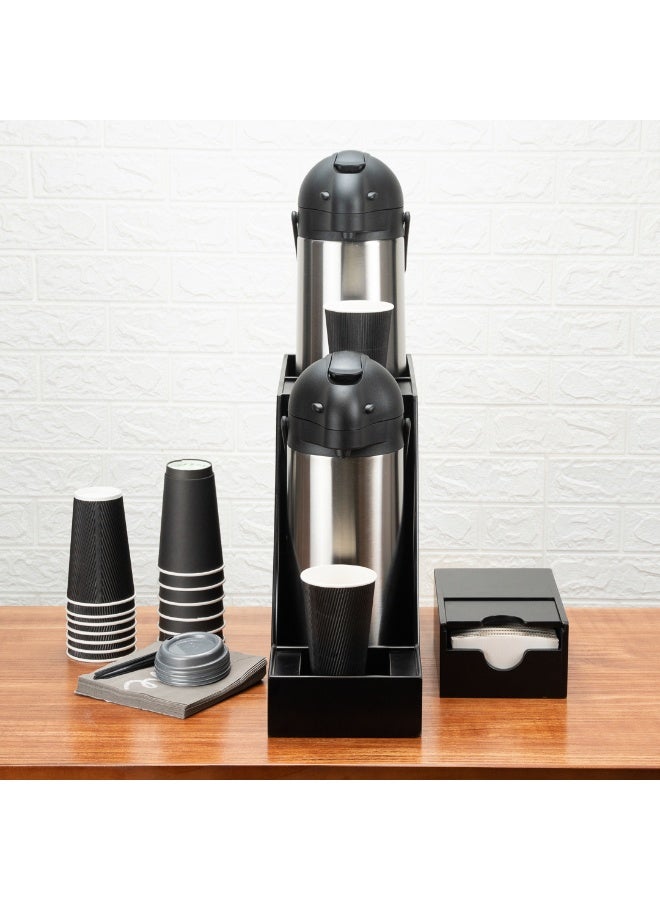 Restaurantware Restpresso 23.5 x 7 x 13.5 Inch Airpot Station, 1 Durable Airpot Holder - For Two Airpot Dispensers, Shatterproof, Black Bamboo Airpot Stand, Angled Walls, Holds 3-Liter Airpots - Image 4