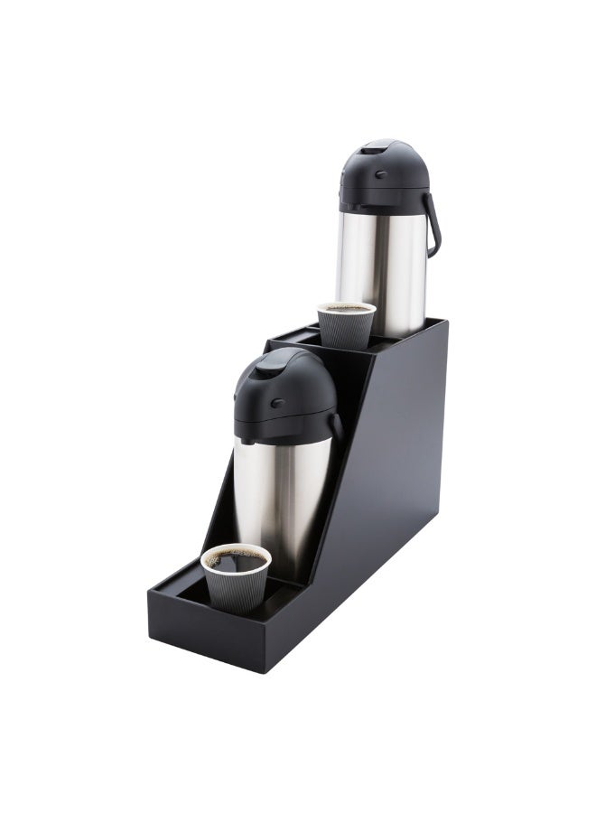 Restaurantware Restpresso 23.5 x 7 x 13.5 Inch Airpot Station, 1 Durable Airpot Holder - For Two Airpot Dispensers, Shatterproof, Black Bamboo Airpot Stand, Angled Walls, Holds 3-Liter Airpots - Image 2
