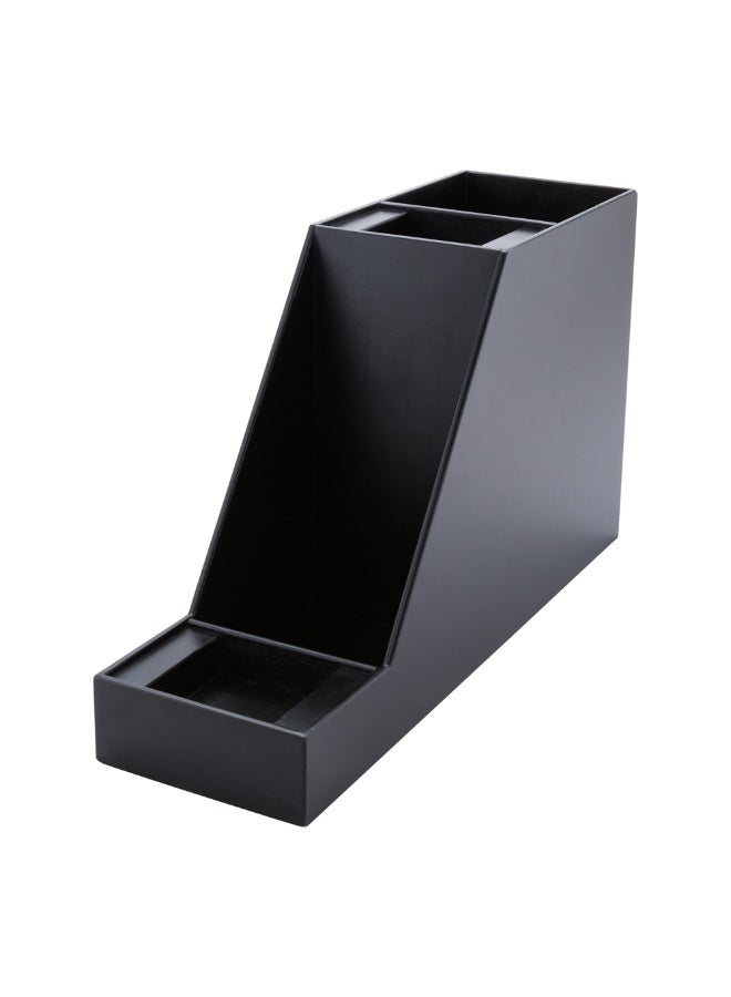 Restaurantware Restpresso 23.5 x 7 x 13.5 Inch Airpot Station, 1 Durable Airpot Holder - For Two Airpot Dispensers, Shatterproof, Black Bamboo Airpot Stand, Angled Walls, Holds 3-Liter Airpots - Image 1