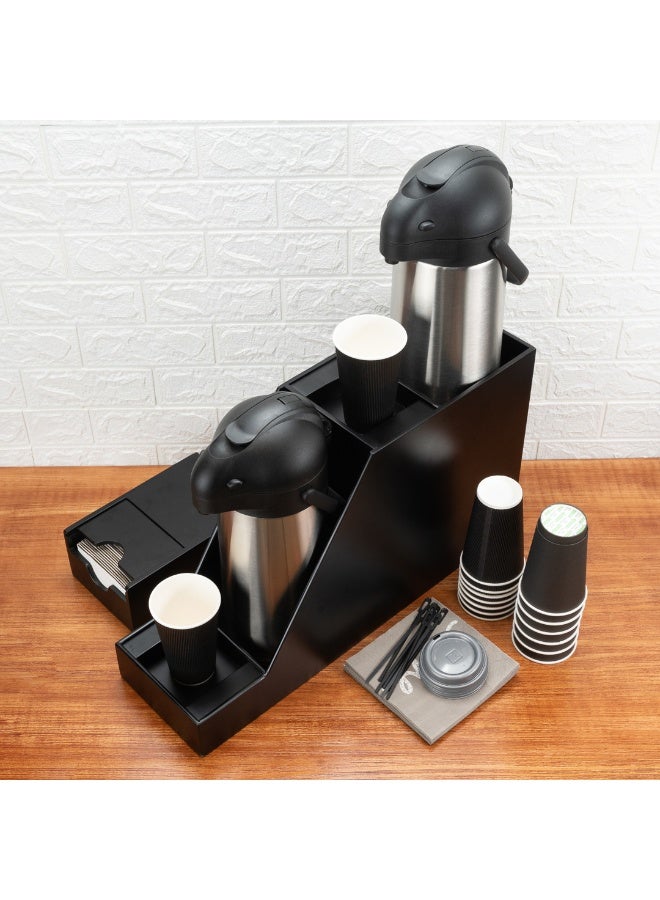 Restaurantware Restpresso 23.5 x 7 x 13.5 Inch Airpot Station, 1 Durable Airpot Holder - For Two Airpot Dispensers, Shatterproof, Black Bamboo Airpot Stand, Angled Walls, Holds 3-Liter Airpots - Image 5