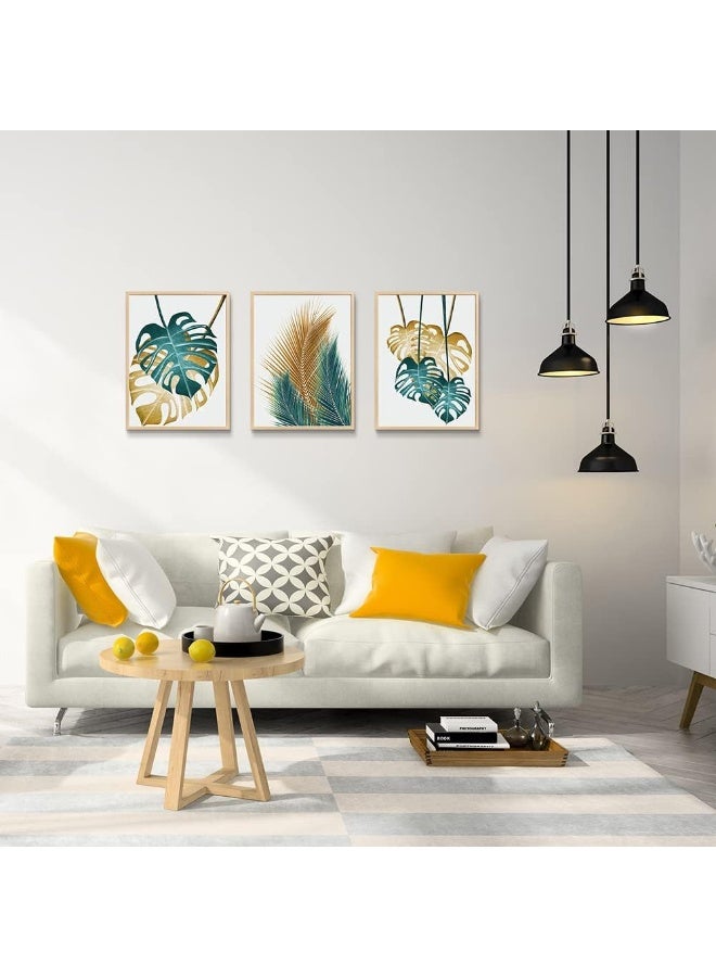 Home Trove Natural Wood Framed Wall Art For Living Room Wall Decorations For Bedroom Kitchen Wall Decor Dining Room Abstract Painting Leaves Wall Pictures Artwork Bathroom Home Decor 3 Piece Framed Art Prints  - Image 5
