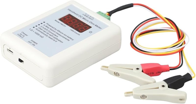 Handheld DC Milliohm Meter Low Resistance Tester Four Wire Kelvin Measurement Rechargeable With Small Clip 2R - Image 2