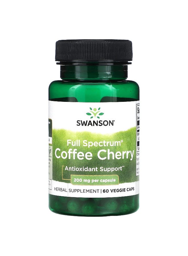 SWANSON سوانسون، قهوة الكرز كاملة الطيف، 200 ملغ، 60 كبسولة نباتية - Image 1