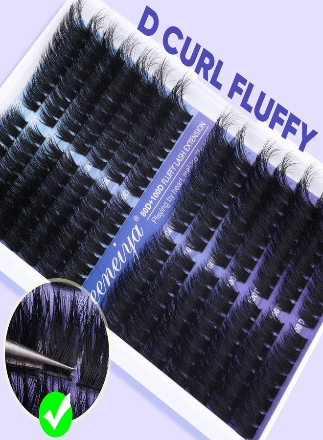 Geeneiya Pre-made Cat Eye Lash Extension Kit Lash Clusters Kit 9-16mm Wispy Cluster Eyelash Extension Kit 80D+100D Individual Eyelashes with Lash Bond and Seal, Lash Tweezers by Geeneiya - Image 5