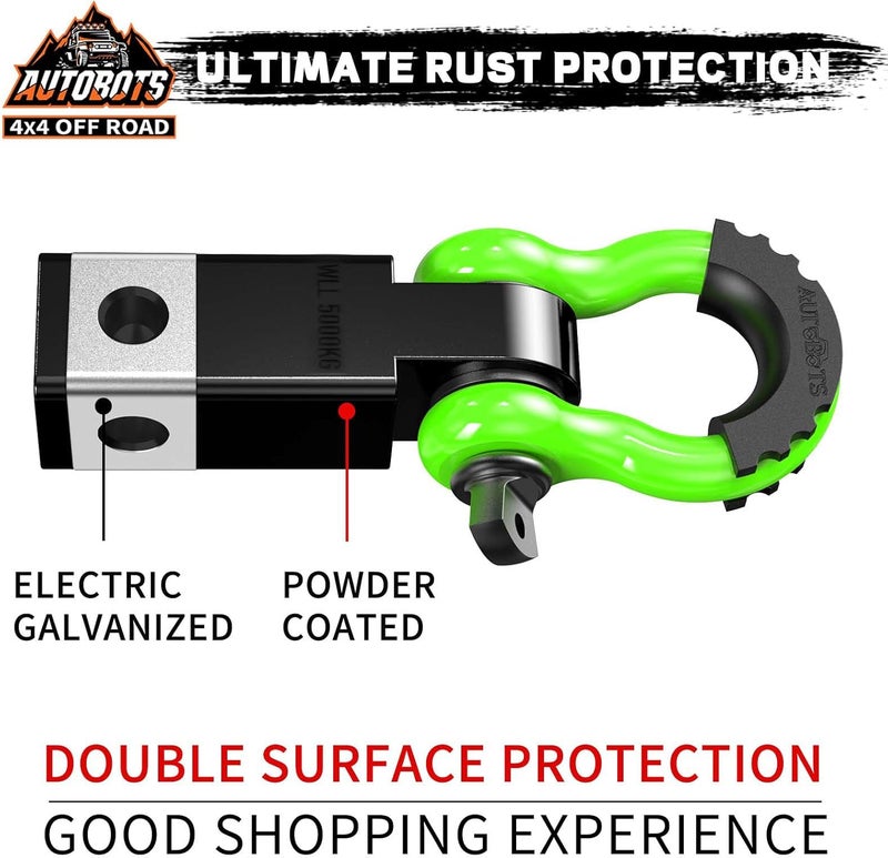 AUTOBOTS Tow Hitch Receiver 2", 45,000 Lbs Break Strength Shackle Hitch Receiver with 5/8" Screw Pin, 3/4 Shackle, Towing Accessories for Vehicle Trailer Recovery Off-Road Green&Black - Image 3