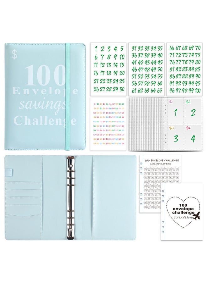HONGYANG Envelopechallenge Loose-leaf Notebook 100 Days Money Saving Book Challenge Cash Saving Book - Image 1