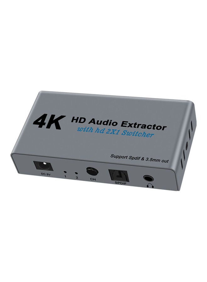 NIBEMINENT HD Switch 2 in 1 out 4K to HD-Optical SPDIF E21 Audio Extractor Splitter Grey - Image 1