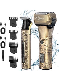 Hatteker Hatteker Foil Shaver Electric Razor Mens Shaver TBlade Trimmer Beard Trimmer Beard Clipper Hair Clipper LED Display Waterproof WetDry Shaver Kit 2 in 1 