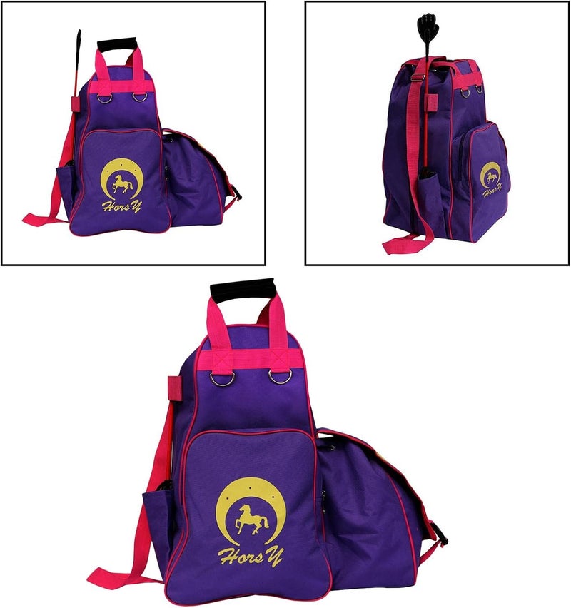 klarako Professional Horse Riding Boot Bag Helmet Bag Equestrian Backpack Carry All Bag for Outdoor Activities  Purple - Image 2