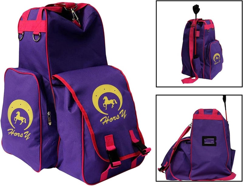 klarako Professional Horse Riding Boot Bag Helmet Bag Equestrian Backpack Carry All Bag for Outdoor Activities  Purple - Image 3