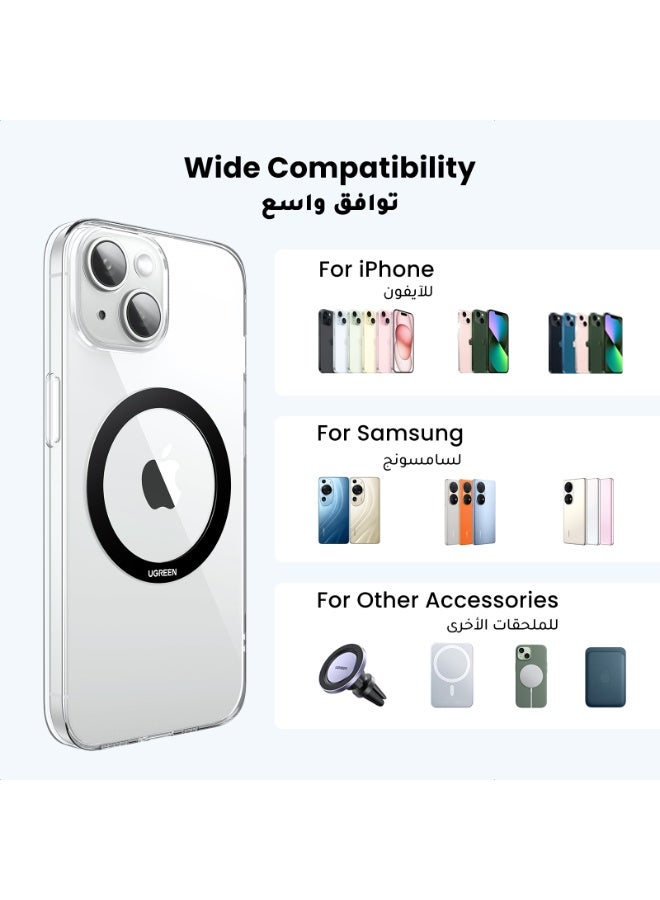 MagSafe Ring Magnetic Sticker (2 Pack), Universal Conversion Kit Metal Plate for Phone Case MagSafe black - view 2