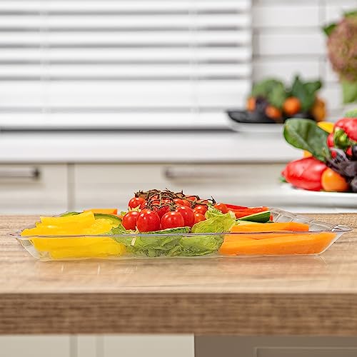 R-kay 6 Pack Clear Plastic Serving Trays for Party, 9 x 13 Inch - Heavy Duty Plastic Trays for Food - Rectangular Party Serving Trays and Platters - Clear Disposable Trays - Image 4