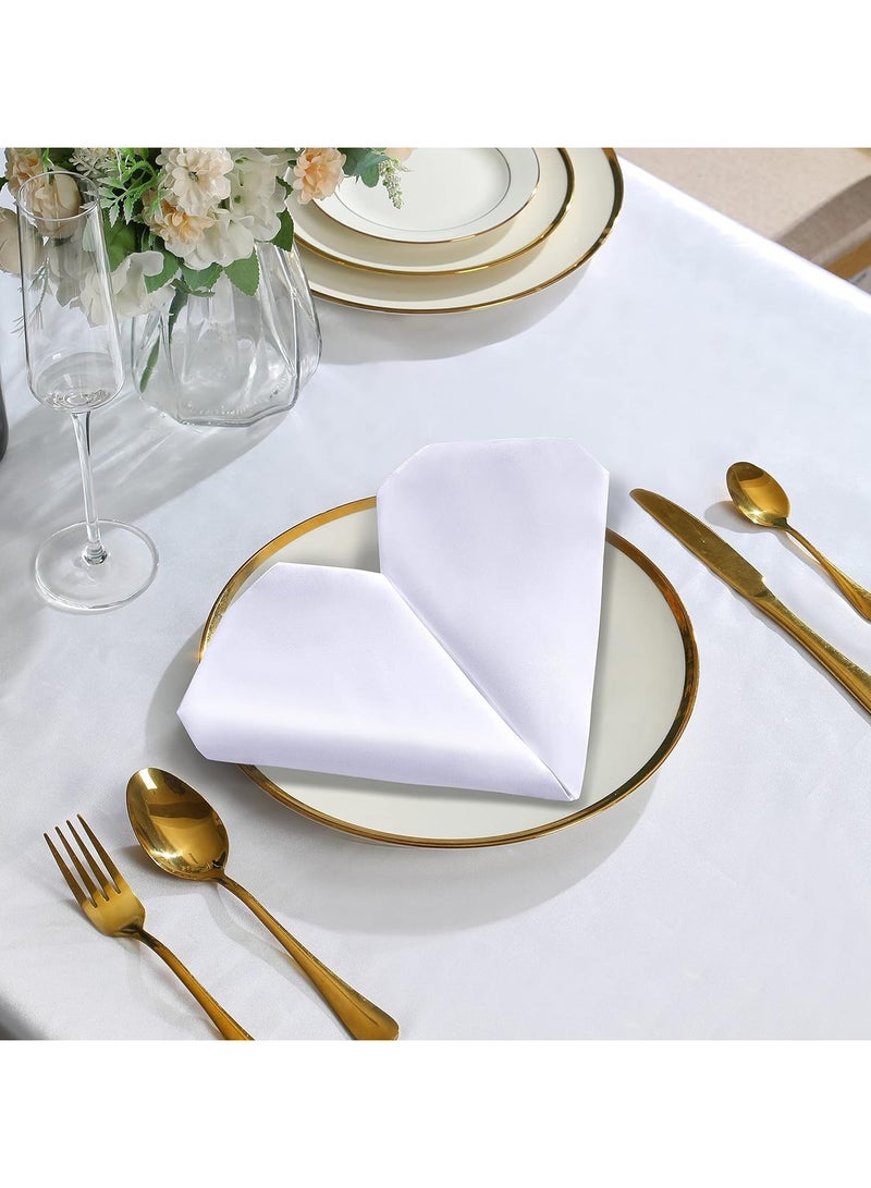 12 Pieces White Satin Napkins 20x20 Inch Wedding Napkins Bulk, Handkerchief，Decorative Elegant Dinner Napkins Square Table Napkins Decor, Silky Satin Cloth Napkins  Washable for Parties Weddings and Dinners Restaurant Banquet Graduation Party - Image 2