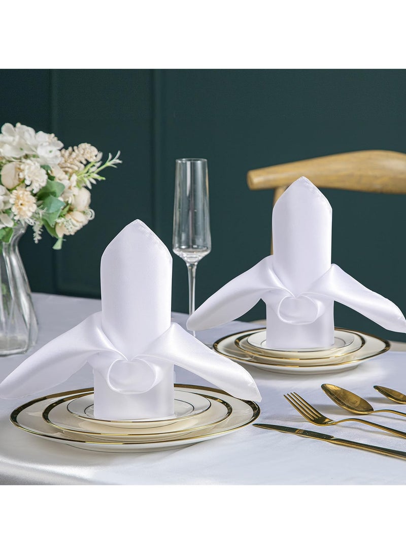 12 Pieces White Satin Napkins 20x20 Inch Wedding Napkins Bulk, Handkerchief，Decorative Elegant Dinner Napkins Square Table Napkins Decor, Silky Satin Cloth Napkins  Washable for Parties Weddings and Dinners Restaurant Banquet Graduation Party - Image 3