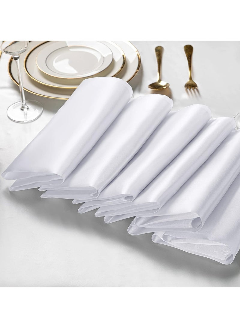 12 Pieces White Satin Napkins 20x20 Inch Wedding Napkins Bulk, Handkerchief，Decorative Elegant Dinner Napkins Square Table Napkins Decor, Silky Satin Cloth Napkins  Washable for Parties Weddings and Dinners Restaurant Banquet Graduation Party - Image 4