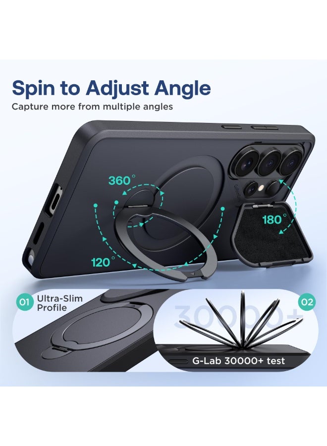GolbinBox 360 Adjustable Magnetic Stand for Samsung Galaxy S26 Ultra Phone Case, Flip Camera Cover for Lens Privacy, Matte Anti-Slip Grip, Shockproof Protective for S26 Ultra Case, Black - Image 2