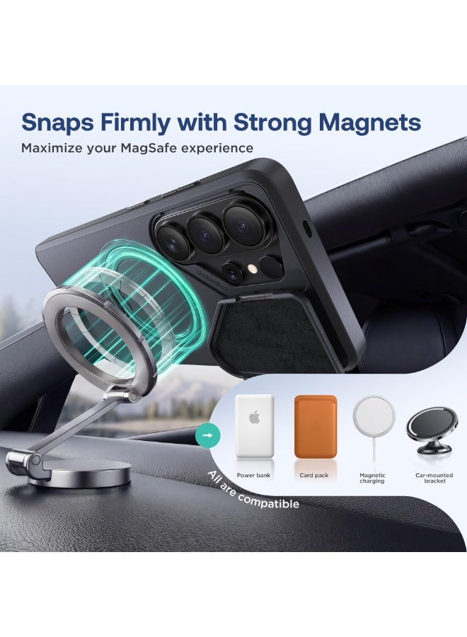 GolbinBox 360 Adjustable Magnetic Stand for Samsung Galaxy S26 Ultra Phone Case, Flip Camera Cover for Lens Privacy, Matte Anti-Slip Grip, Shockproof Protective for S26 Ultra Case, Black - Image 3