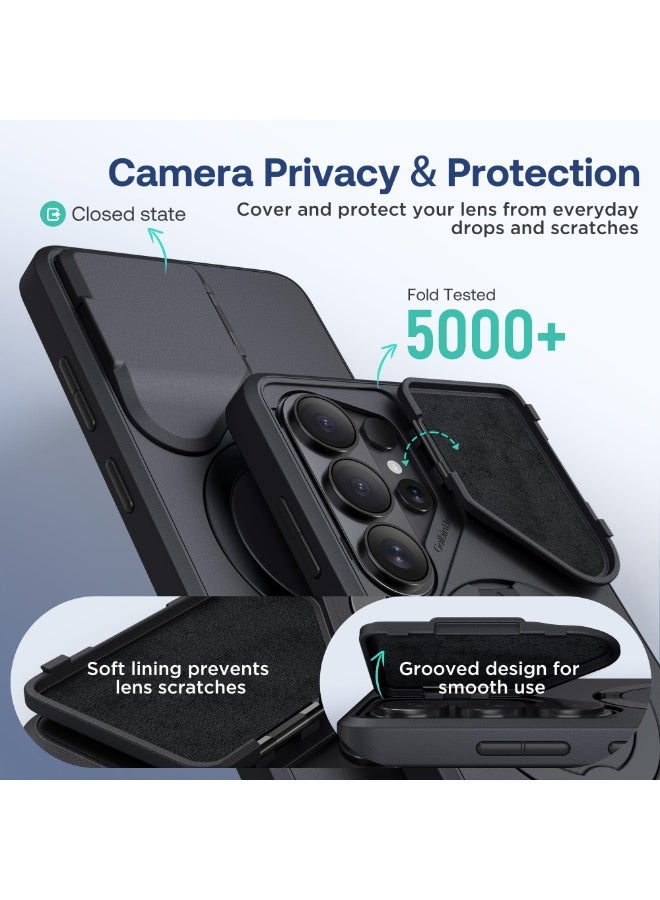 GolbinBox 360 Adjustable Magnetic Stand for Samsung Galaxy S26 Ultra Phone Case, Flip Camera Cover for Lens Privacy, Matte Anti-Slip Grip, Shockproof Protective for S26 Ultra Case, Black - Image 4