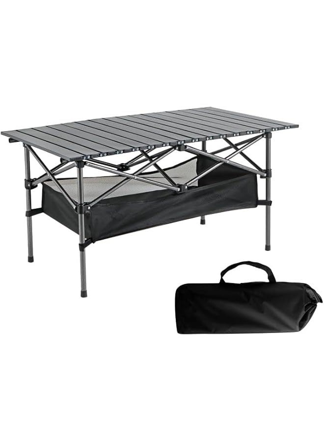 TRASSLE Outdoor Folding Portable Picnic Camping Table, Aluminum Roll-up Table with Easy Carrying Bag for Indoor,Outdoor,Camping, Beach,Backyard, BBQ, Party, Patio, Picnic  - Image 1
