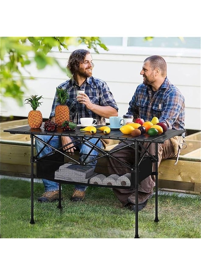 TRASSLE Outdoor Folding Portable Picnic Camping Table, Aluminum Roll-up Table with Easy Carrying Bag for Indoor,Outdoor,Camping, Beach,Backyard, BBQ, Party, Patio, Picnic  - Image 2