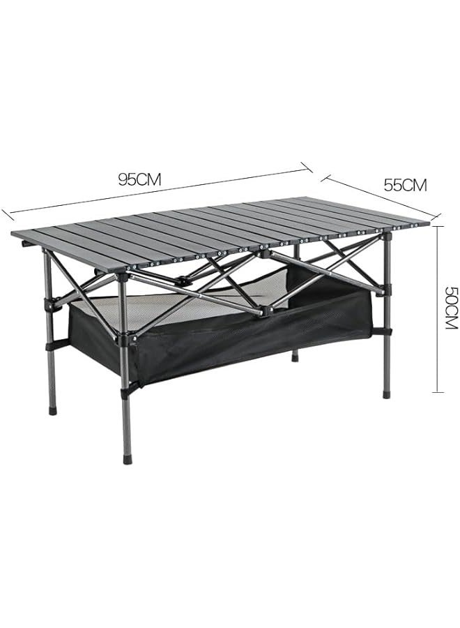 TRASSLE Outdoor Folding Portable Picnic Camping Table, Aluminum Roll-up Table with Easy Carrying Bag for Indoor,Outdoor,Camping, Beach,Backyard, BBQ, Party, Patio, Picnic  - Image 3